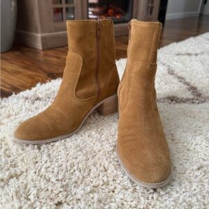 Crevo Camel Suede Ankle Booties